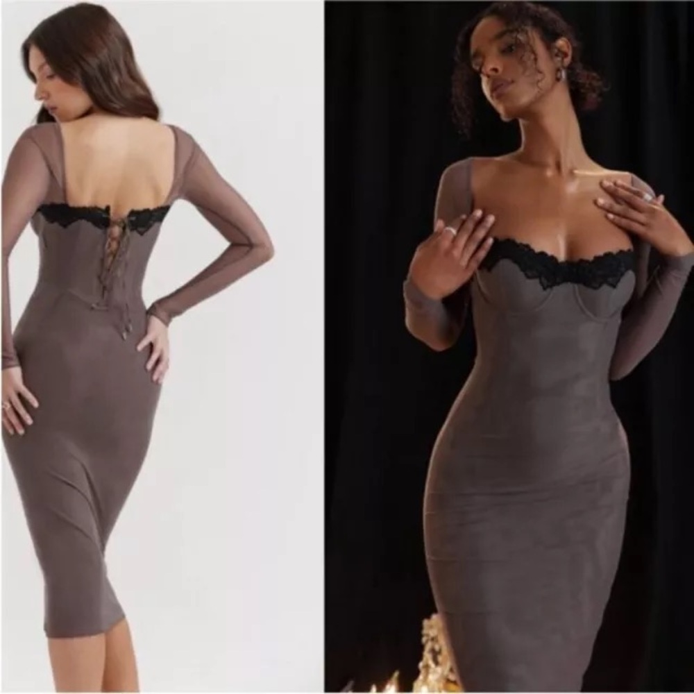 House of Cb Seraphina Smoke Corset Dress- Size XL/L+ (regular cups A-C)